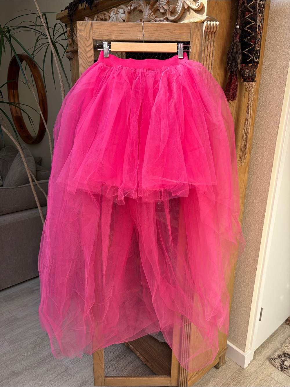 Hot Pink High Low Tulle Skirt